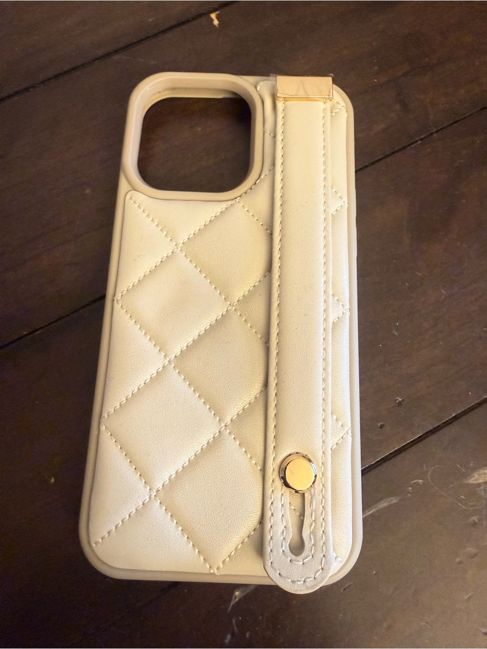 Explore Free Travel Light Quilted Phone Case With Hand Strap Cream